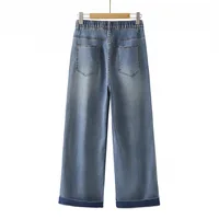 100KG Plus Size Women's Jeans Summer New Thin Stretch Denim Straight Leg Pants Casual Ankle Style Bottoms 8656 - Image 2