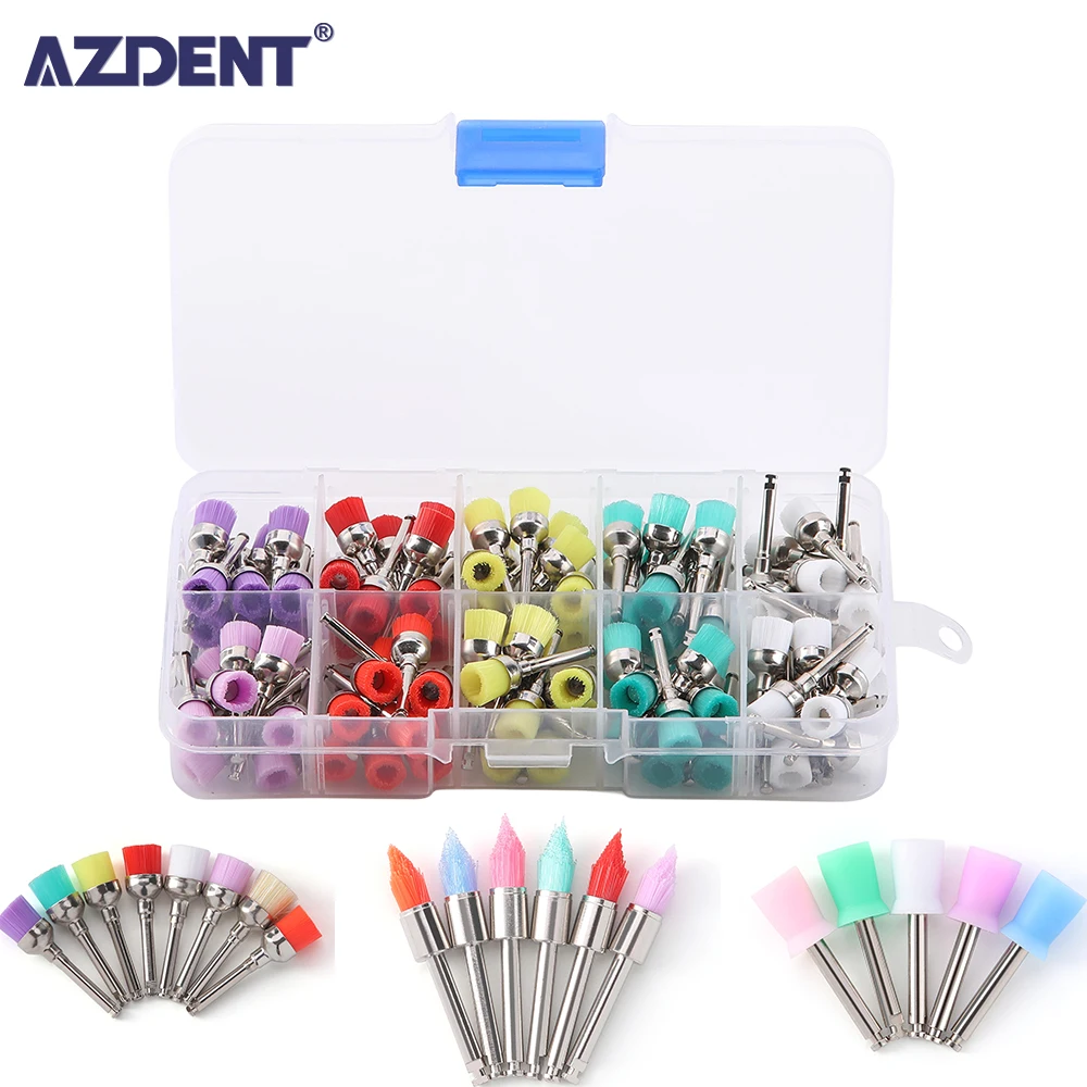 

100pcs/Box AZDENT Dental Polishing Brush Nylon Colorful Bowl Brush Polisher Stain Removal Polish Dentistry Tools Teeth Whitening