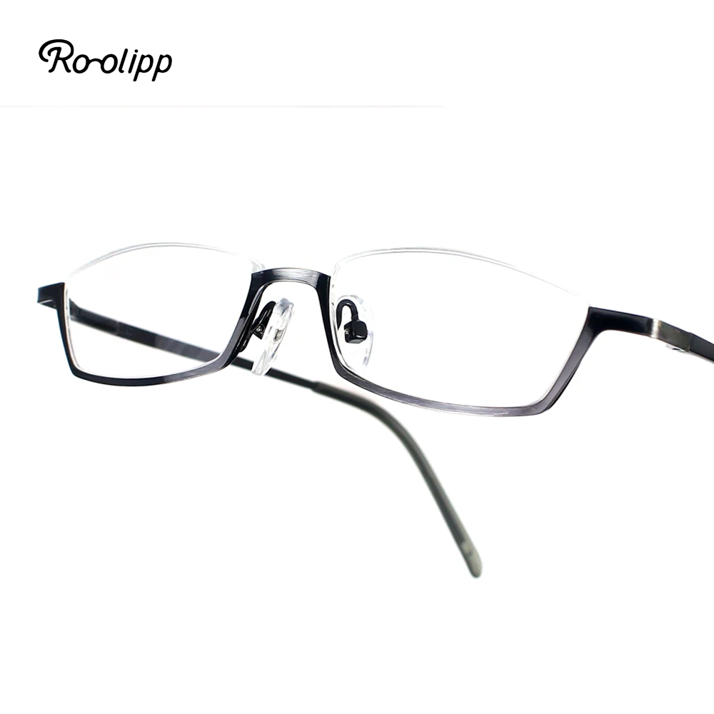 Reading Glasses for Men Square Alloy Prescription Glasses Half Frame Legs Can Expand Wire Drawing Process Black