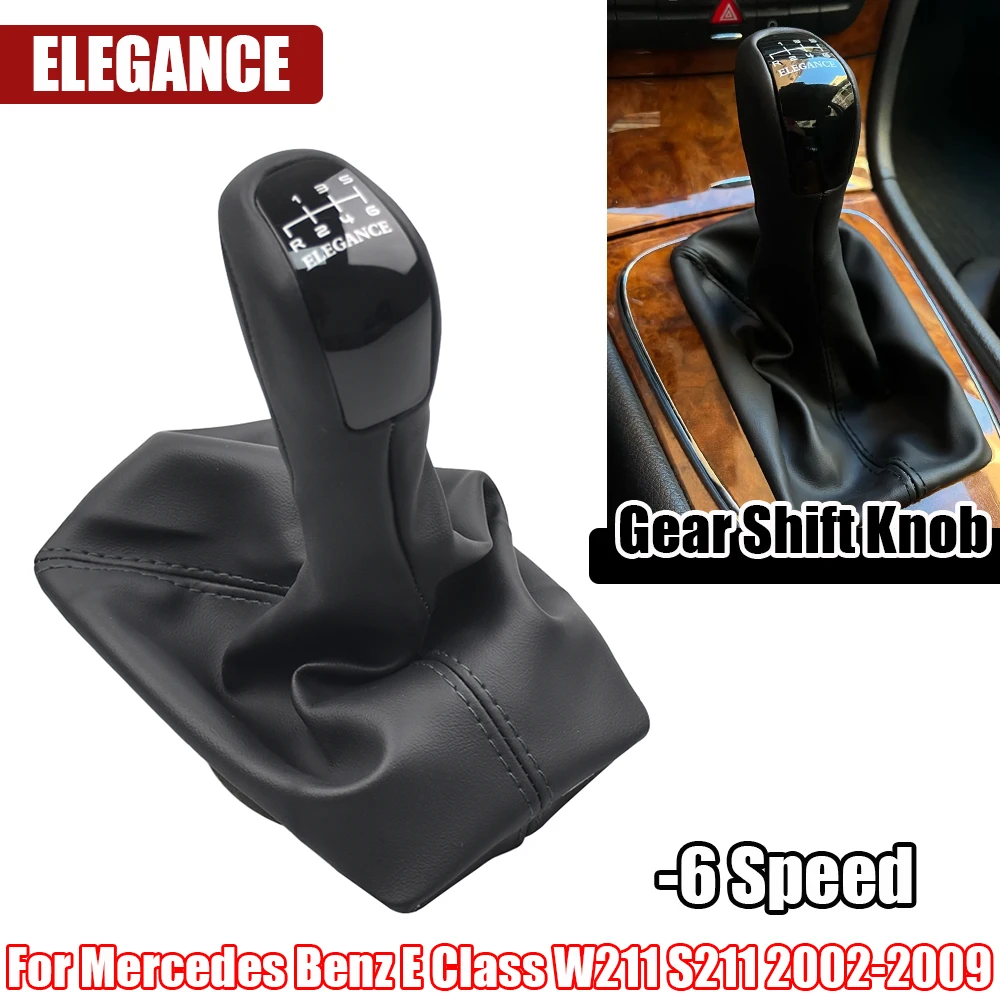 Levier Vitesse Cuir Noir 6 Vitesses Pommeau De Levier De Vitesses En Cuir Noir Pour Mercedes Classe E W211 - Bo&icirc;te 6 Vitesses Manuelle Pommeau Cuir 6 Vitesses E W211