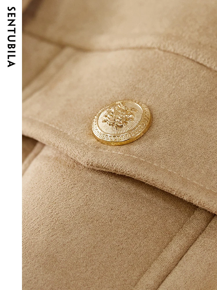 SENTUBILA Winter Single Breasted Faux Fur Coat Women Lapel Cropped Jackets Ladies Streetwear Warm New Outerwear Female W34P50142