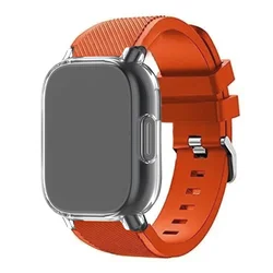 Versatile Silicone Watchband with Strap and Case Cover for Redmi Watch 3 Active (Official orange - TR)