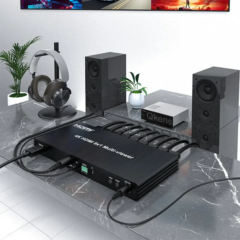 4K 60hz 9x1 HDMI Ƽ  9 in 1 Out Seamless Switch  ũ  9 Ʈ HDMI Ƽ (3.5mm   ) PIP RS232