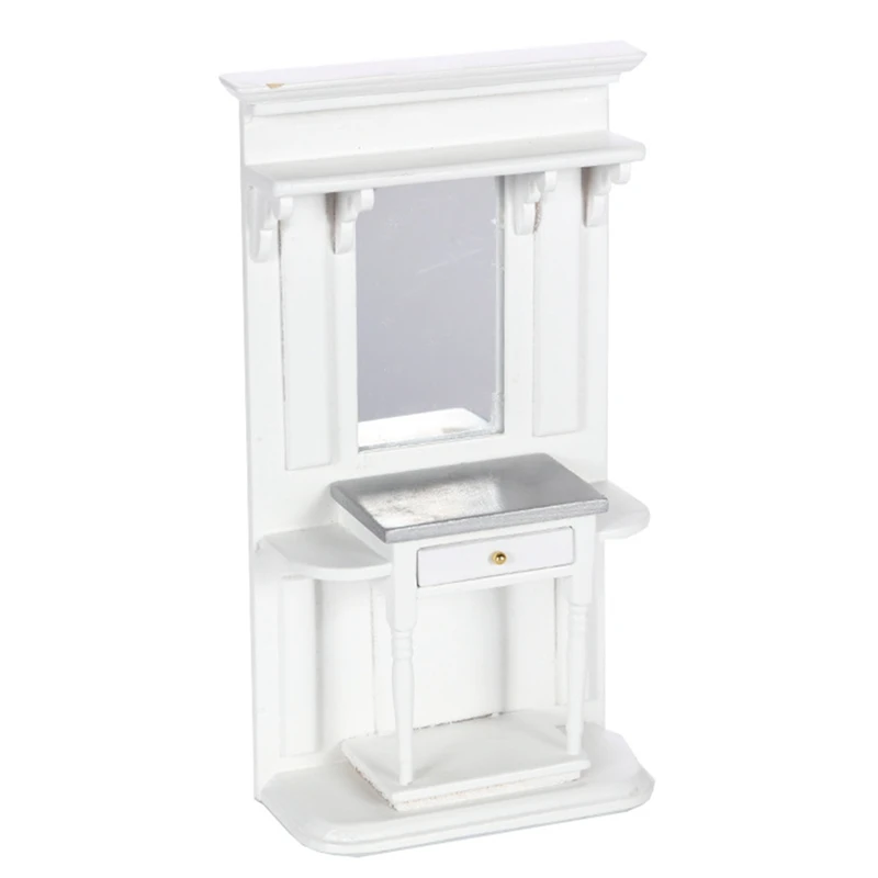 

1/12 миниатюрная мебель для кукольного домика, туалетный столик с зеркалом, модель для строительных комплектов, куклы для спальни, игрушки для макияжа, Прямая поставка