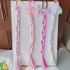 Kids Girl Unicorn Cute Wigs Ponytail Candy Color Cartoon  Butterfly Bow Ponytail Hair Styling Rubber Bands Headwear Braid 3