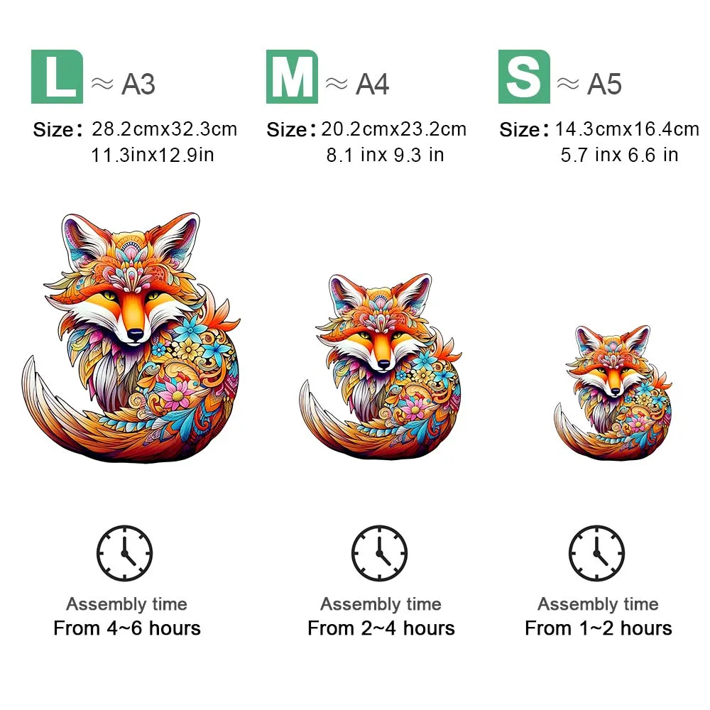 Wooden puzzle Fox Delicate Gift box Irregular shape puzzle Gratitude gift adult stress reduction family interactive toy jigsaw puzzles wooden jigsaw puzzles wooden puzzle toys