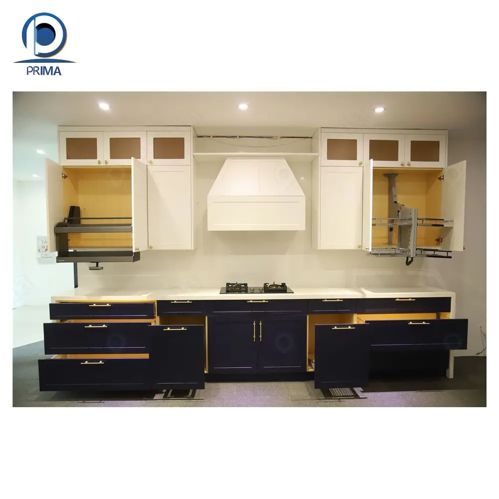 Kitchen Cabinet Manufacturer China Made Foshan Usa Large Flat Pack Smart Frameless Light Oak Modern Kitchen Cabinet