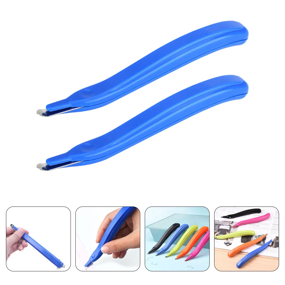 2 Pcs Staple Plastic Puller Removing Tool Pen Shape Remover Magnetic Stapler School