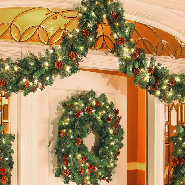 Christmas Garland with Lights 2.7m Christmas Rattan Christmas