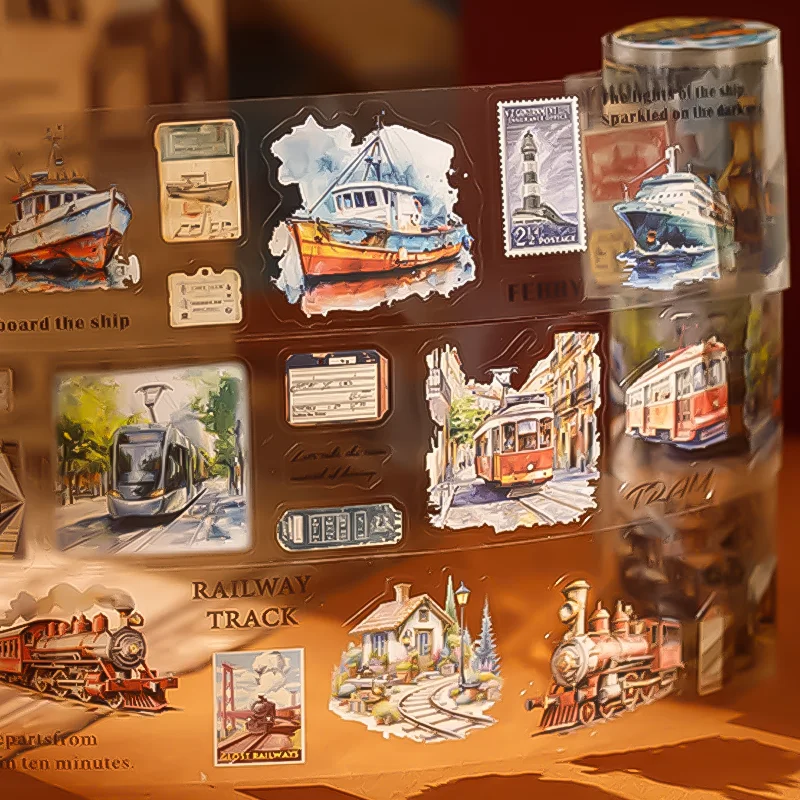 4롤 빈티지 여행 와시 테이프, 다용도 다중 장면 장식, 저널링을 위한 레트로 스토리텔링 테이프, 선물용으로 이상적