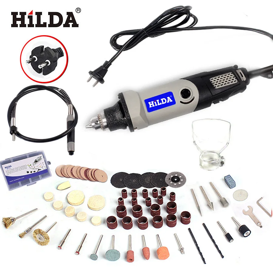 

Электрическая мини-дрель HILDA 400 Вт для вращающихся инструментов Dremel, шлифовальный станок с переменной скоростью, шлифовальный инструмент с аксессуарами для гравировки, мини-дрель