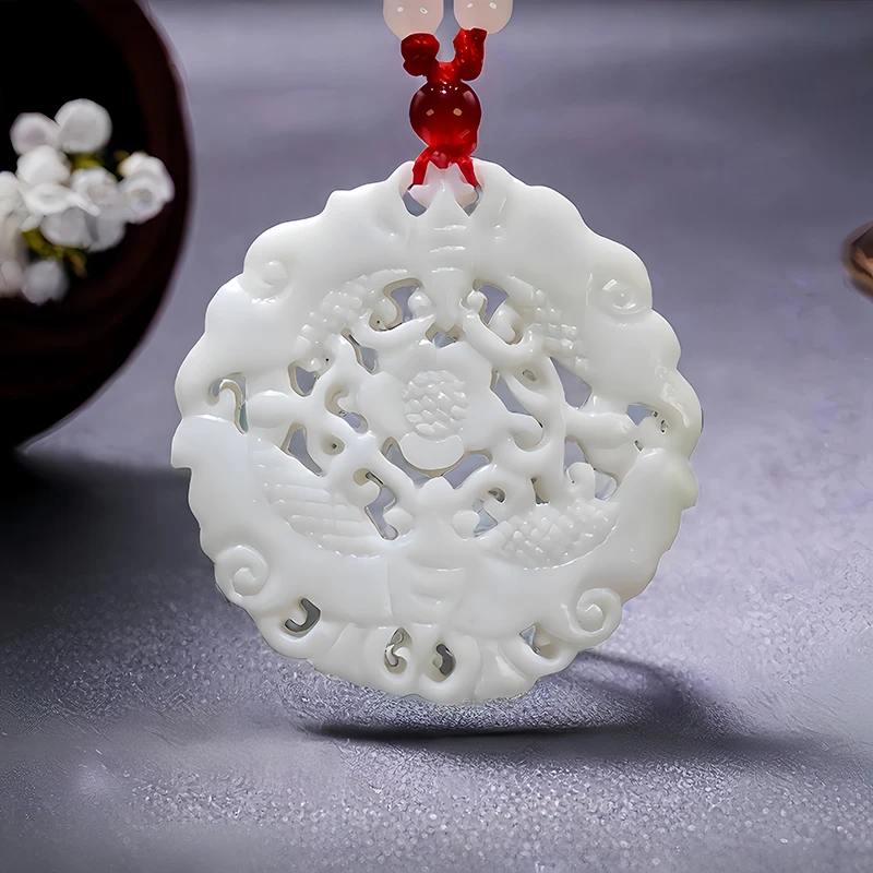 

White Natural Real Jade Butterfly Pendant Necklace Carved Jewelry Luxury Gifts for Women Men Gemstones Amulet Designer Vintage