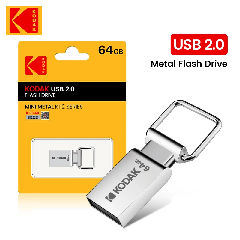 KODAK K112 Super Mini Metal USB Flash Drive 64GB 32GB 16GB USB2.0 Flash Disk pendrive Memory stick pen drive Car Key
