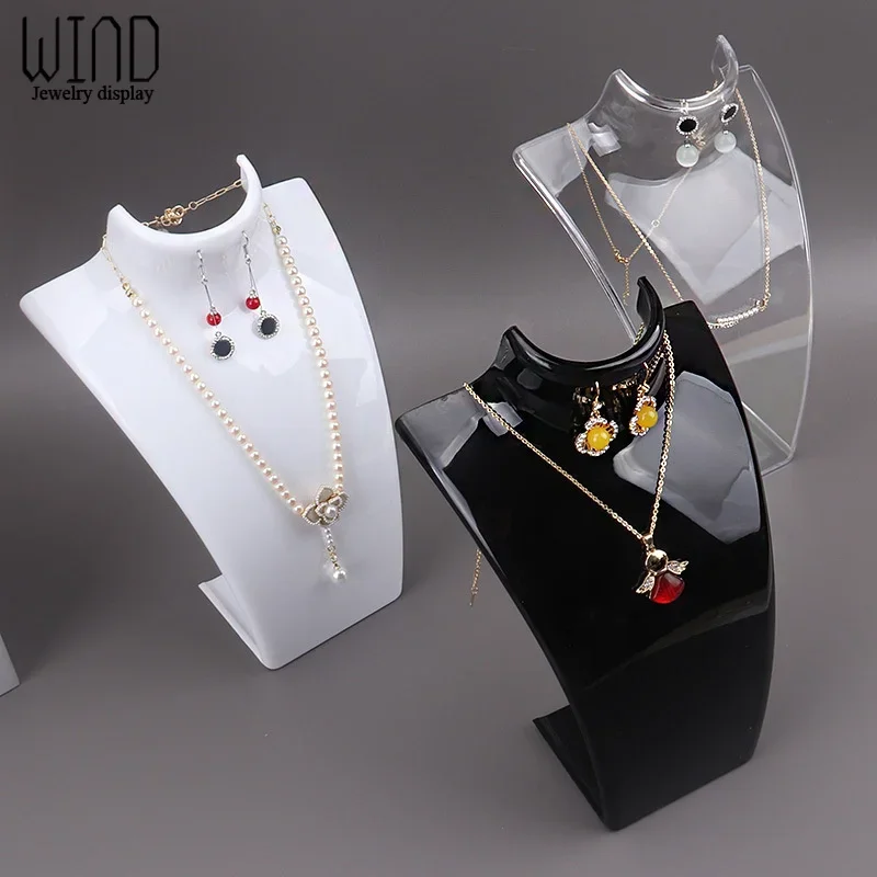 Buste Mannequin Bijoux Transparent - Support Collier Boucles D'Oreilles Présentoir Acrylique