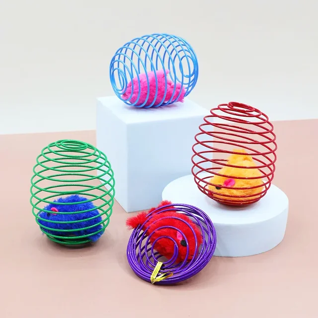 1/2/3pcs Cat Toy Balls Stretchable Kitten Springs Toys Interactive Caged Rats Rolling Cat Balls Random Color Cat Accessories 2