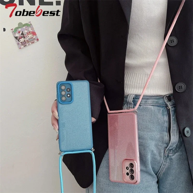 Crossbody Lanyard Clear Glitter Silicone Case