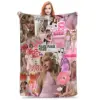 Singer Sabrina Carpenter Blankets Pop Music Flannel Funny Soft Throw Blankets for Chair Covering Sofa Textile Decor 1