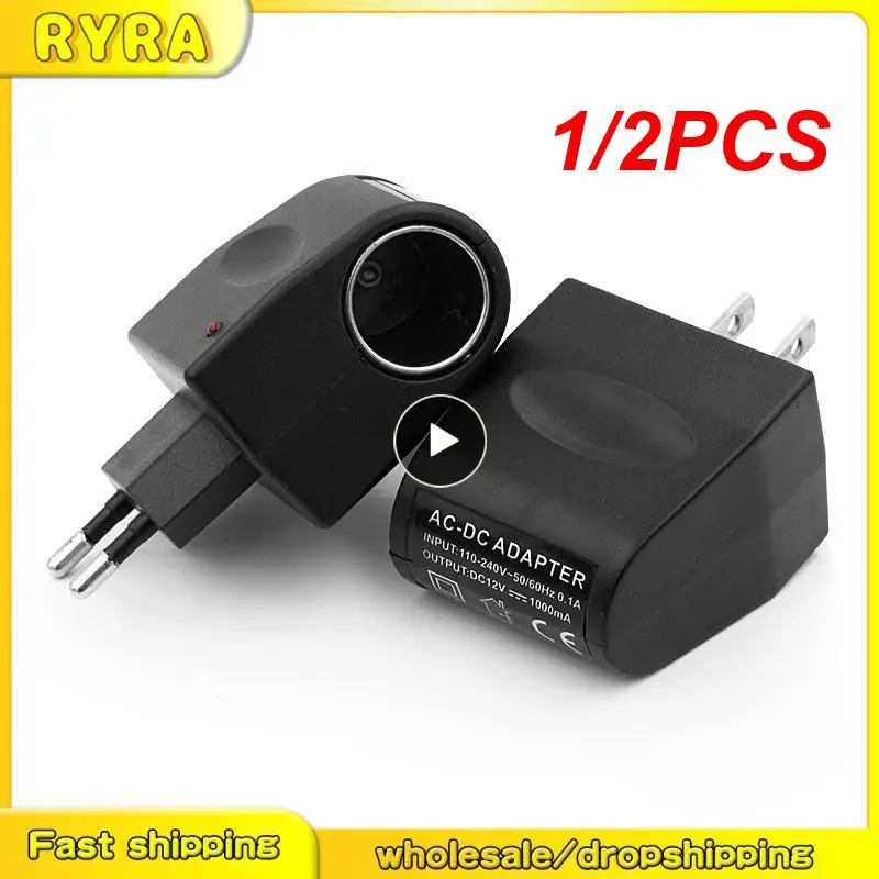 

1/2PCS EU 220V To 12V DC Car Power Adapter Socket Converter Car Cigarette Lighter For Automobile Wall Socket Splitter Charger