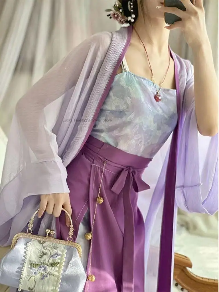 Ancient Chinese Hanfu Costume Women Traditional Song Dynasty Fairy Dress Hanfu Girl Outfits Daily Purple Hanfu Dress Set