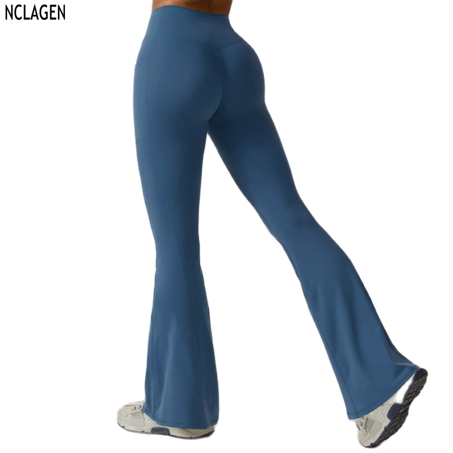 

NCLAGEN Leisure Wide Leg Hip Lift Yoga Flare Pants Women Bell-bottoms Sports High Waist Leggings Gym Workout Dry Fit Trousers