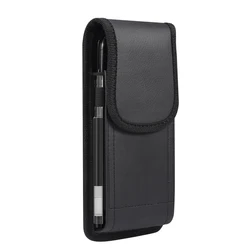 Leather Vertical Phone Waist Bag with Belt Clip Holster Pouch Cover - 6.7 - 6.9 inch (Black)