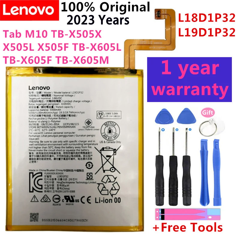 

100% Original L19D1P32 L18D1P32 Battery For Lenovo Tab M10 TB-X505X X505L X505F TB-X605L TB-X605F TB-X605M Batteries Bateria
