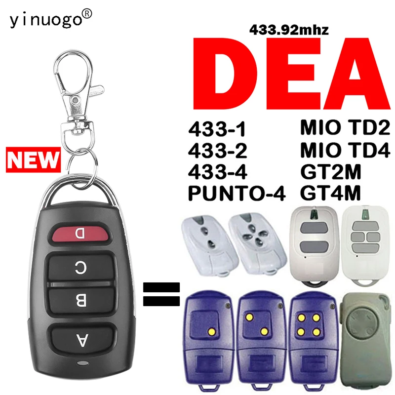 

DEA 433-1 433-2 MIO TD2 TD4 433-4 GT2M PUNTO-4 GT4M Garage Gate Remote Control Door Opener Clone 433.92MHz Fixed Code