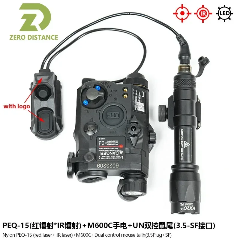 Tactical PEQ15 IR Fill Light/IR Laser Red Green Dot Laser M600C Flashlight Hunting Airsoft Accessories Axon Dual Function Switch