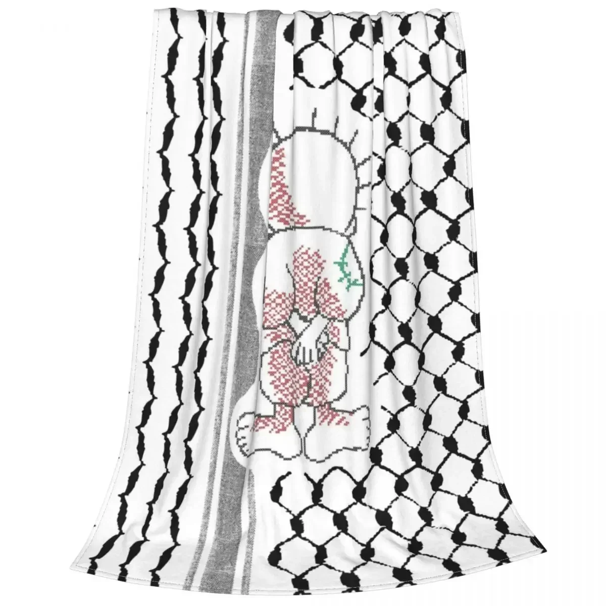Tatreez Flannel Blanket Kufiya Keffiyeh Pattern Creative Throw Blankets for Home Hotel Sofa 125*100cm 4