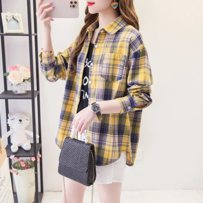 ตัวเลือกสินค้า เสื้อเชิ้ตลายสก็อตผู้หญิง ใส่สบาย แฟชั่นแนวคิดใหม่
