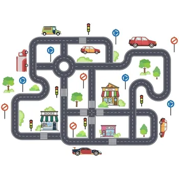 Segnaletica stradale per auto Adesivi murali Adesivi per pavimenti Decorazione della stanza dei bambini Adesivi autoadesivi per cartoni animati Decalcomanie da parete