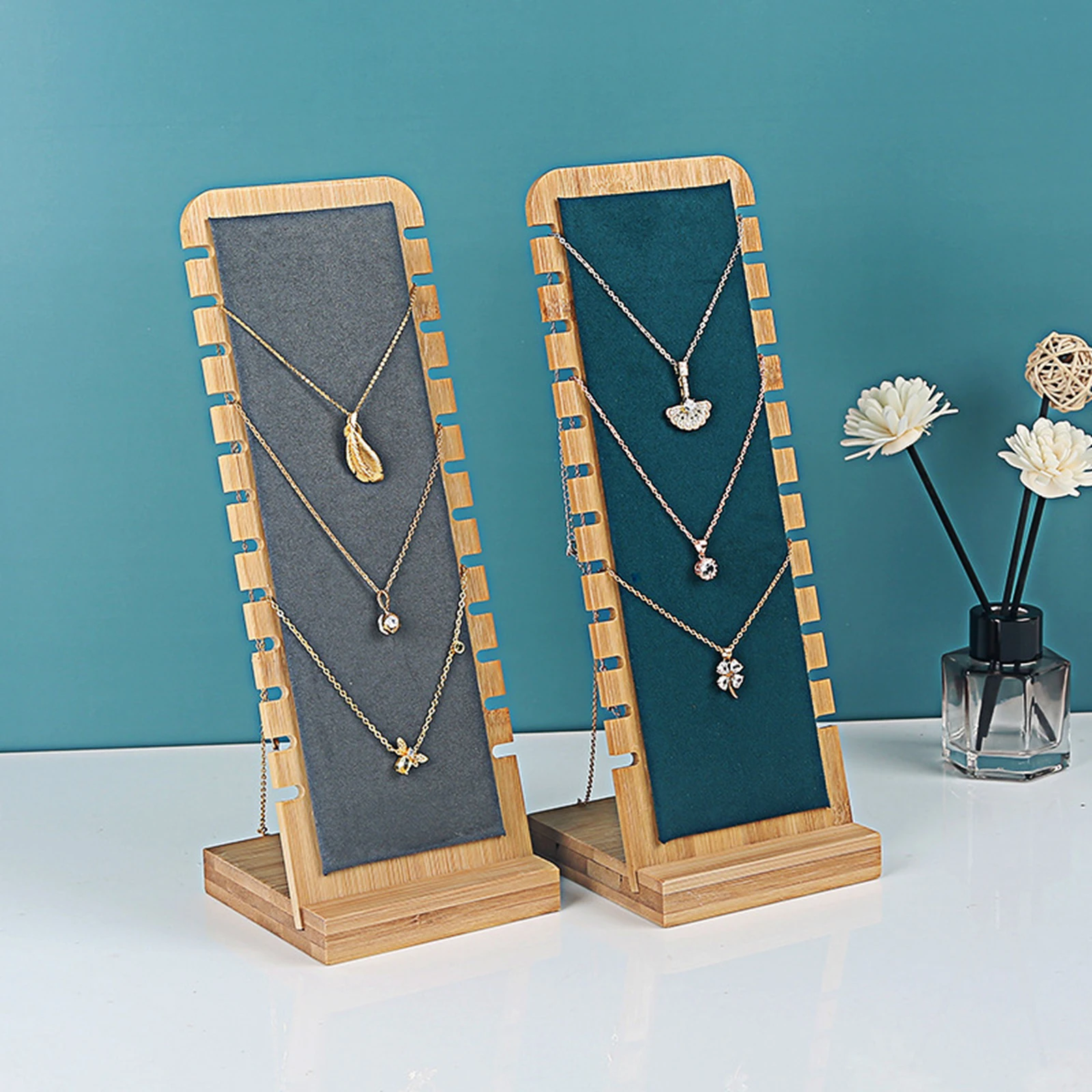 

Jewelry Display Stand Necklace Earrings Ear Studs Jewelry Show Holder Wooden Multiple Necklace Easel Showcase for Girls DIY Gift