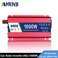 1000W Pure Sine Waveอินเวอร์เตอร์12V/24V /48V DC To AC 110V/220Vแบบพกพาแรงดันไฟฟ้าConverterรถอินเวอร์เตอร์พลังงานแสงอาทิตย์ 1