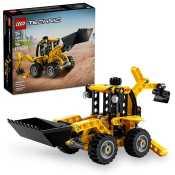 LEGO Technic Backhoe Loader Construction Toy Building Toy Set Usable Back Digger, Scoop, & Outriggers 42197 104 Pieces