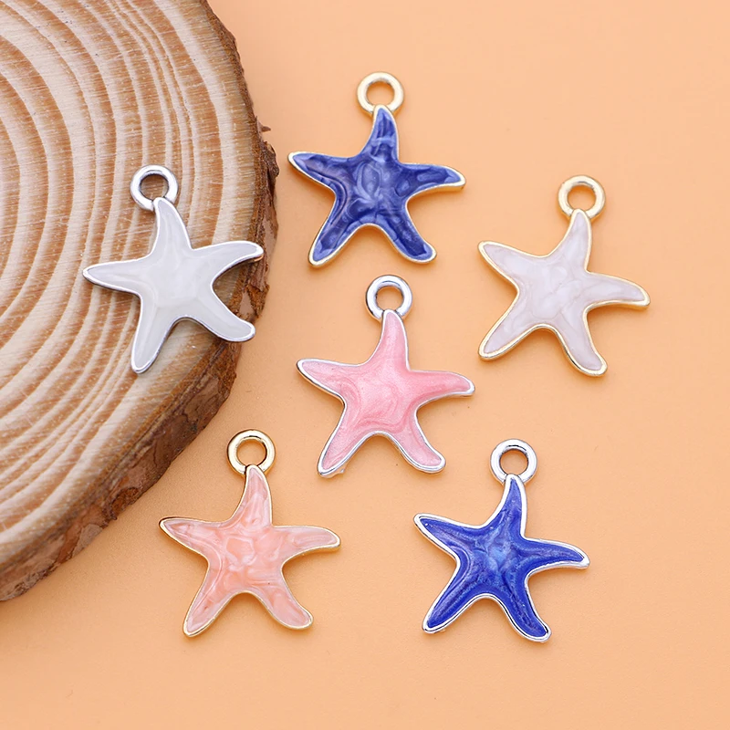 

10Pcs Enamel Gold Starfish Charms Pendants for Jewelry Making Bracelet Women Earring Necklace Phone Charms Bulk Items Wholesale