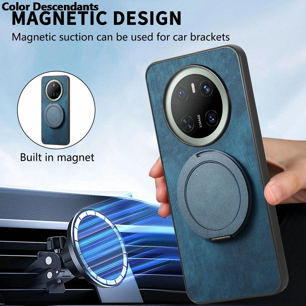 Luxury Leather Magnetic Back Case with Ring Cover for Realme Pro and Plus Series
