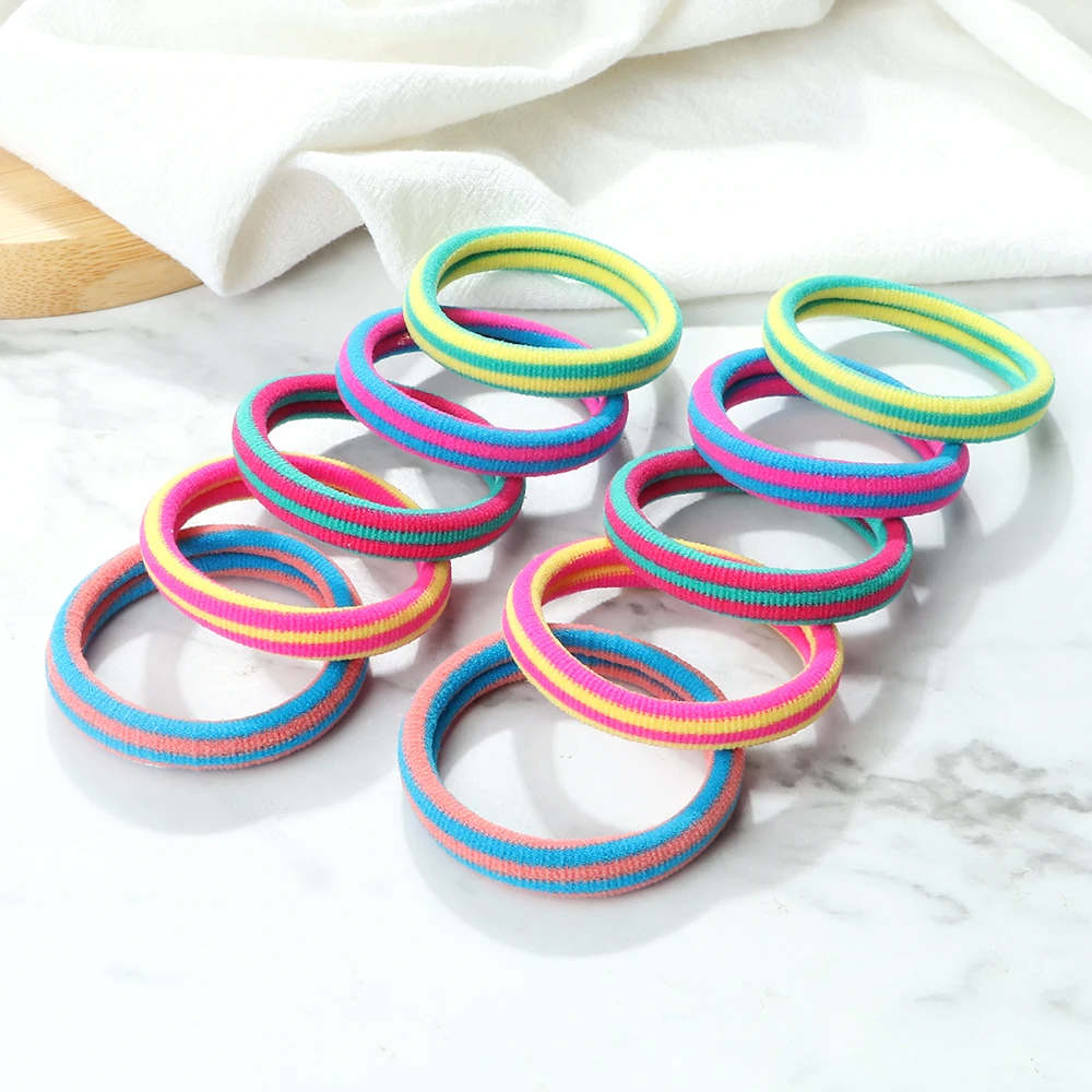 5 Stück 5 cm bunte dicke Haarbänder fluoreszierende Farbe elastische Mädchen Gummiband Kopfbedeckung Scrunchies Halter Haarschmuck Geschenk – Detail 5