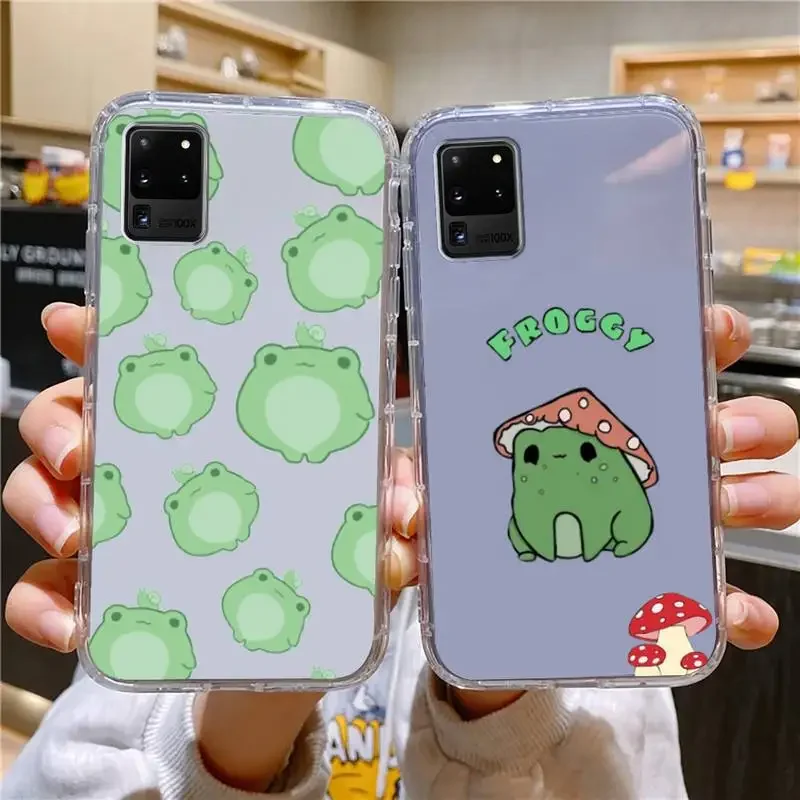 Green Funny The Frog Cute Phone Case Per Samsung Galaxy S10 S10E A70 Edge S22 S23 Plus Ultra Note10 Trasparente Cove