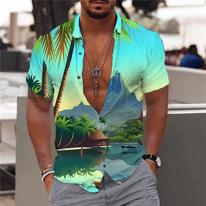 Tanie 2022 bawełna letnie koszule męskie koszula hawajska moda codzienna krótka w stylu sklep