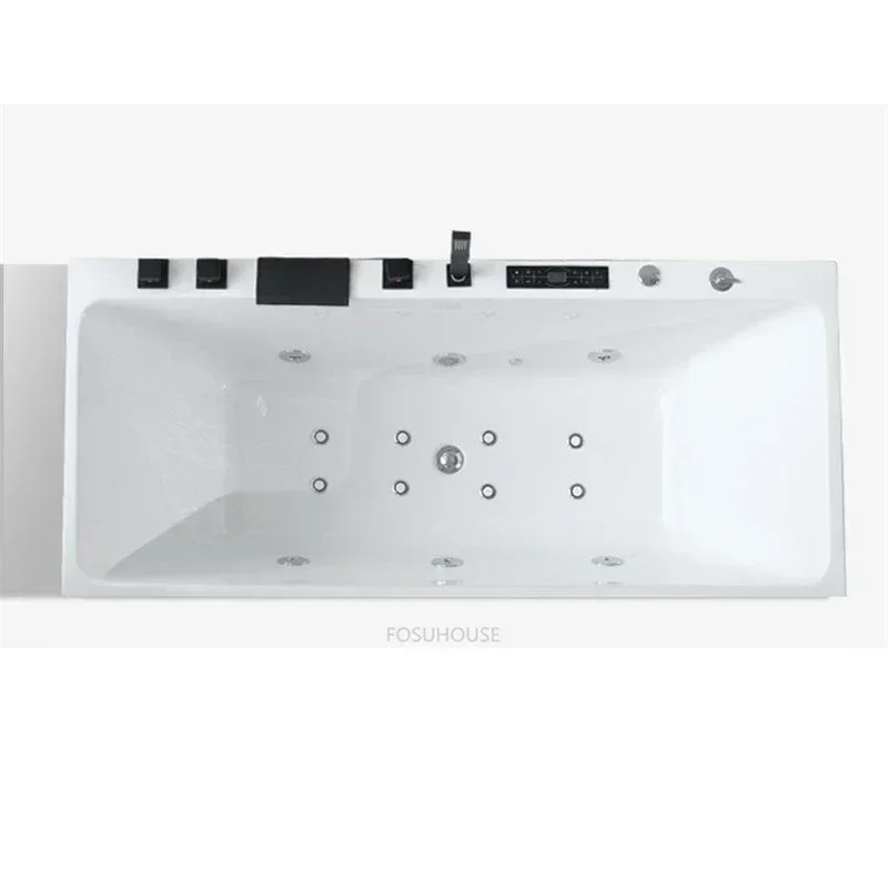 Modern Acrylic Bathtub Rectangle Comfortable Massage Thermostatic Adults Household Bubbles Bathtub Bathroom Fixture
