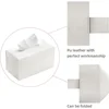 Tissue Box Cover PU Leather Rectangular Tissue Box Case Organizer Holder for Vanity Countertop, Night Stands, Livingroom, Office 4
