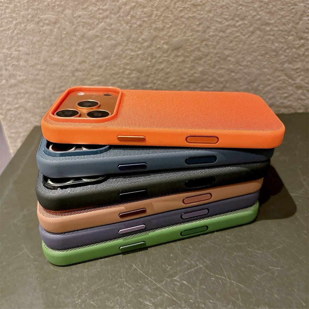 Deluxe Tech Fabric Magnetic Phone Case with Non-Slip Solid Color Back Cover and Gift Packaging Box