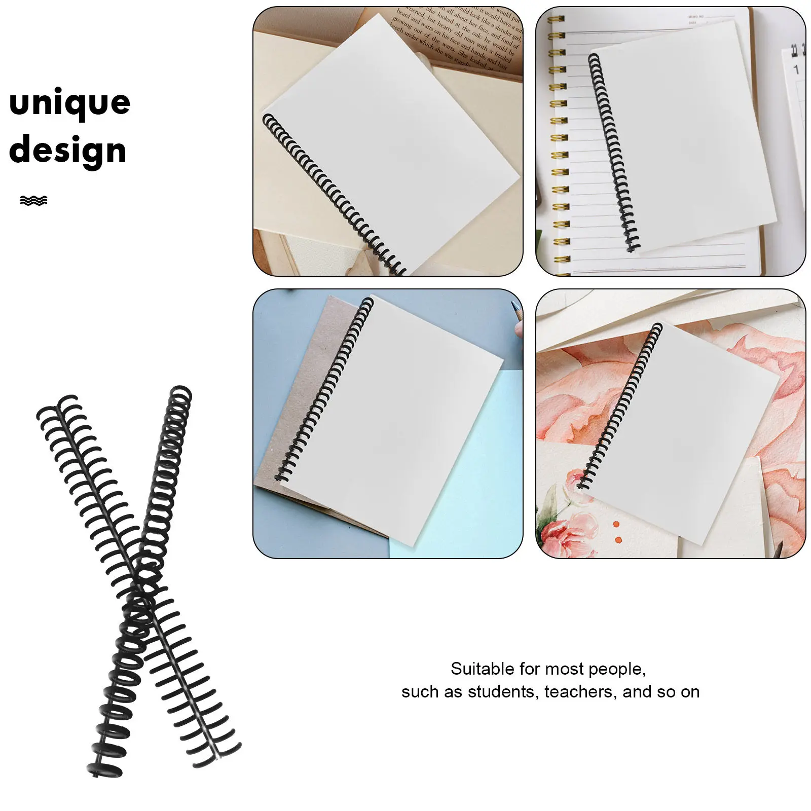 10Pcs 훌륭한 솜씨의 플라스틱 바인더 링 보고서 노트북 달력 DIY 책 바인더 링 용품을위한 느슨한 잎 바인딩 코일