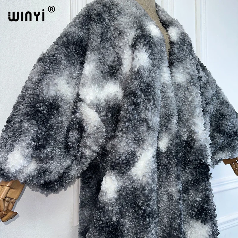 WINYI Tie-dyed loose cardigan winter coat Africa kimono Middle East fashion abaya dubai luxur winter outfits for women overcoat