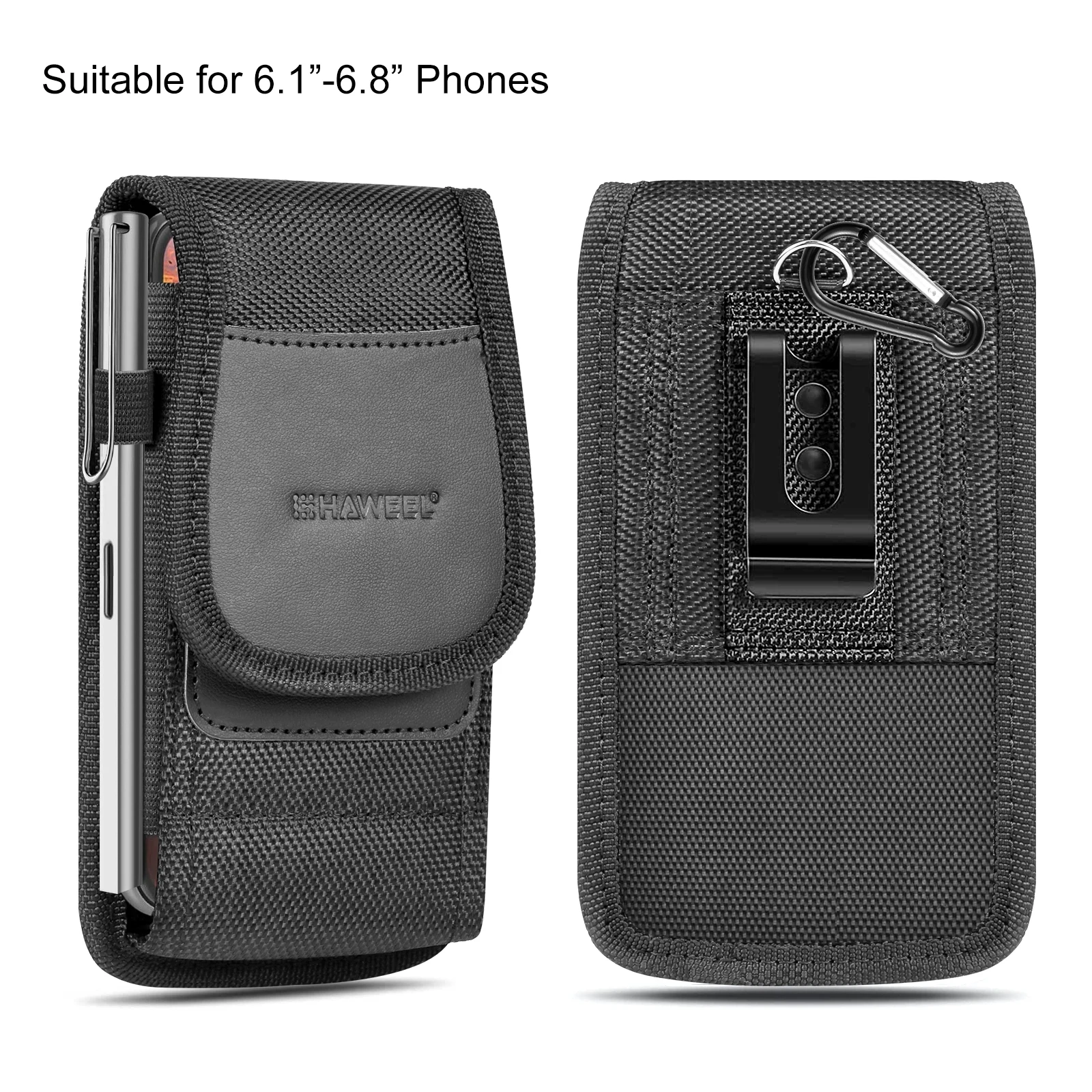 HAWEEL 6.1-6.8 inch / 4.7 inch Nylon Cloth Phone Belt Clip Horizontal Carrying Pouch with Card Slot HAWEEL Phone Belt Bag