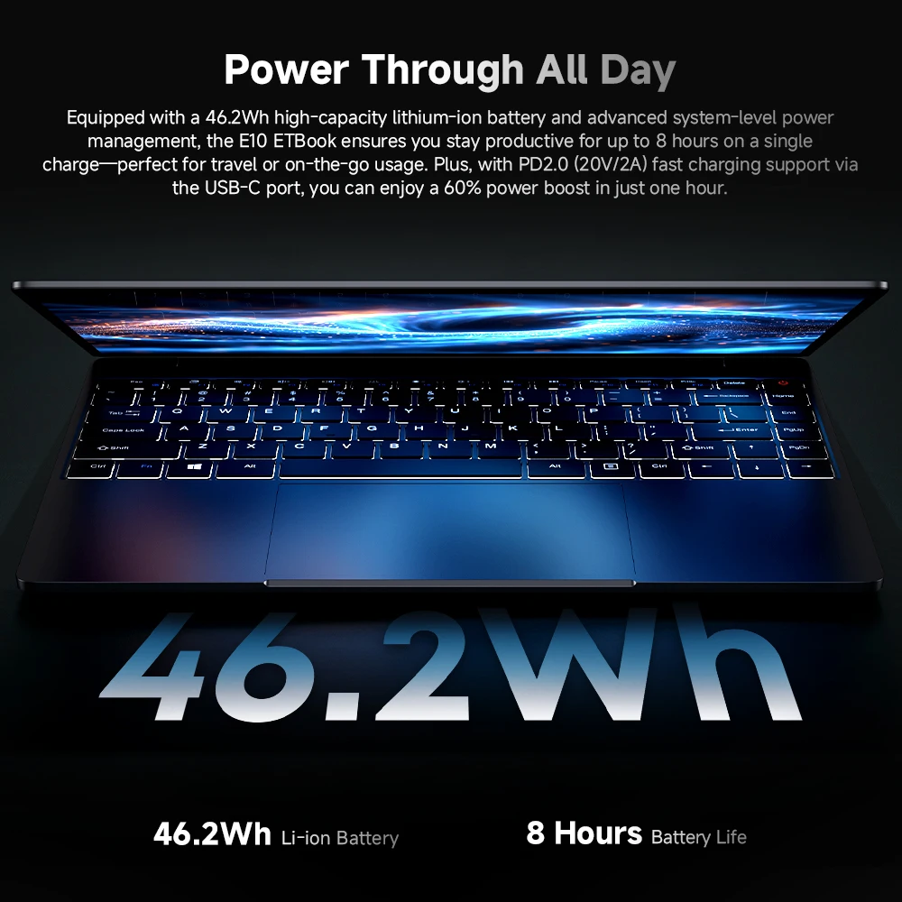 Acer Gadget e10 ETBook Laptop Intel Core i3-1220P 16GB DDR4 512GB SSD 8Cores 12 Threads 14" 2K Display Office/Study Convenient Laptops WiFi6 Long Standby Windows 11 Notebook Equipped with a 46.2Wh High-Capacity - immagine 5
