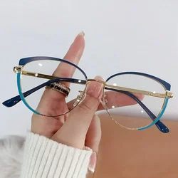 Ultralight Blue Light Blocking Metal Eyeglasses for Comfortable Eye Protection (Blue - Style 1)