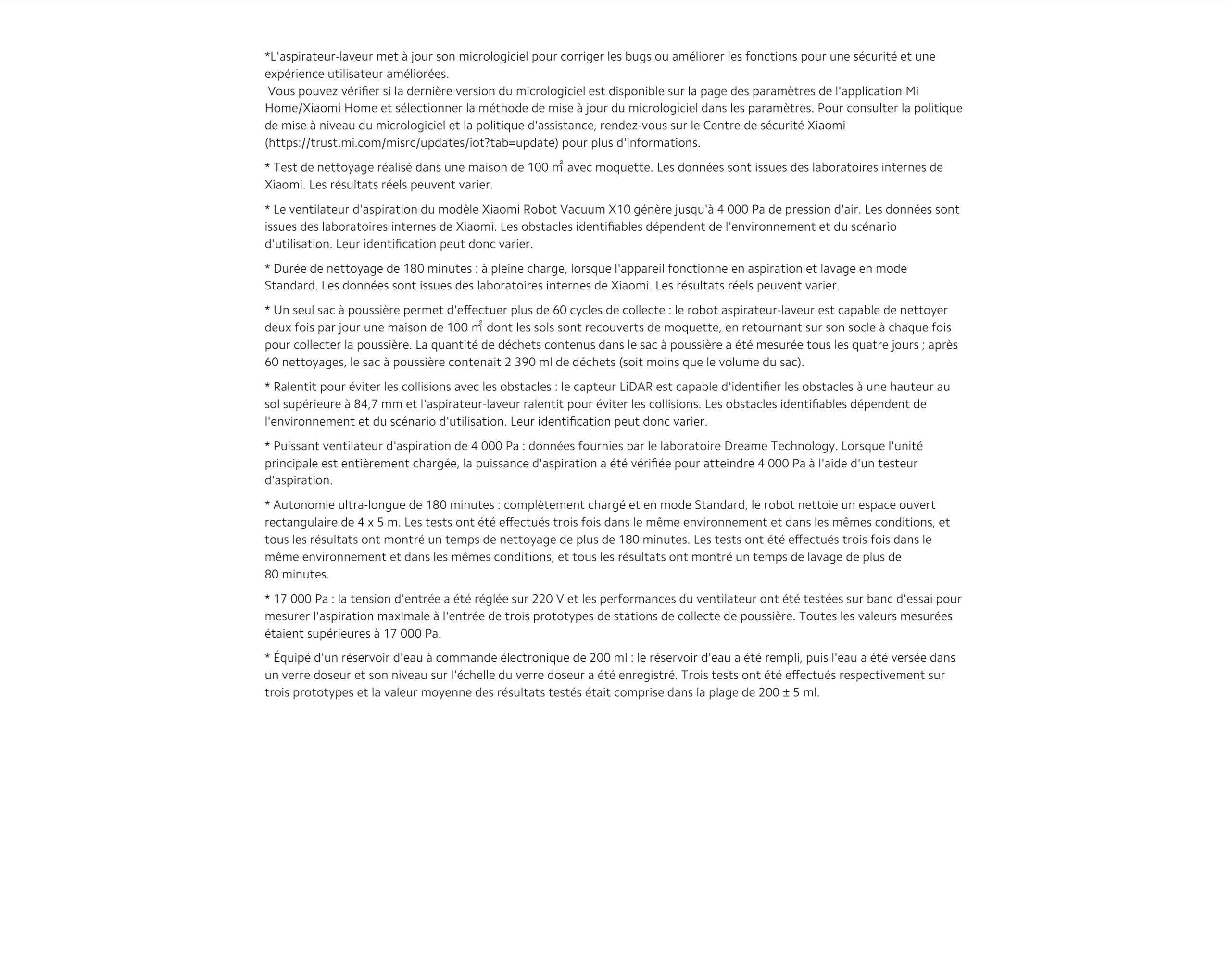 Robot vacuum showing suction power