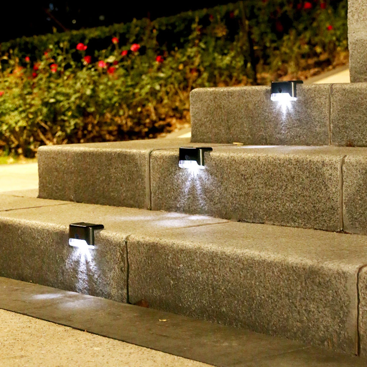 Lot De 6 Lampes Solaires Pour Escalier Extérieur - 2 Modes (blanc Chaud / Couleur) - Étanche, Facile à Installer