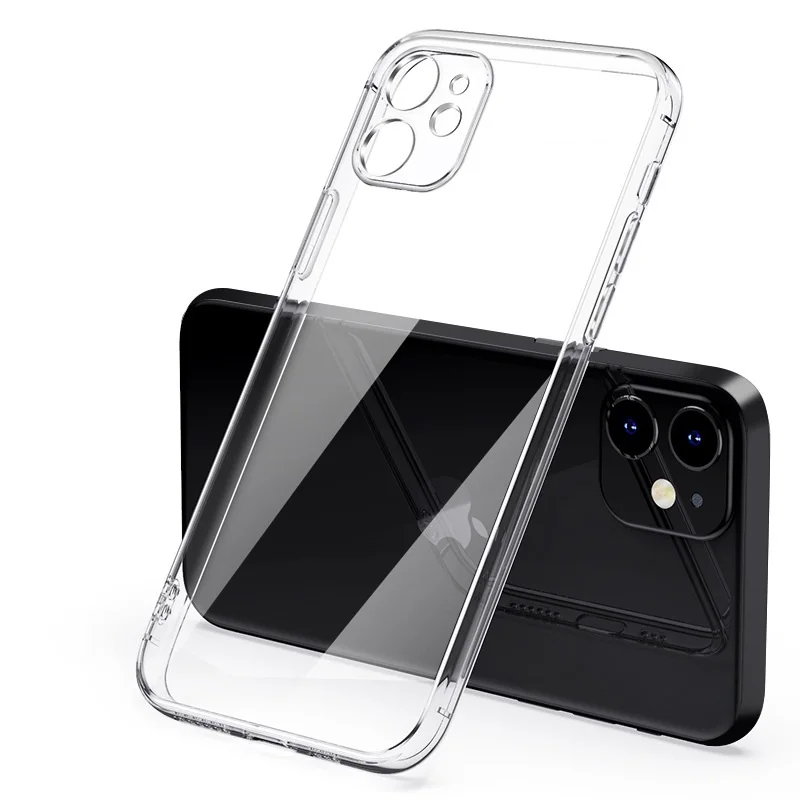 Transparent Iphone Shell Image Luxury Plating Square Frame Silicone Transparent iPhone Case with Clear ...